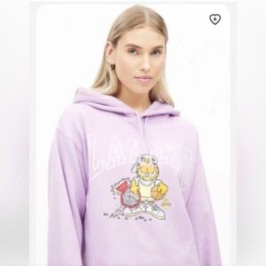 Garfield x NBA Purple Cropped LA Lakers Sweater Hoodie
